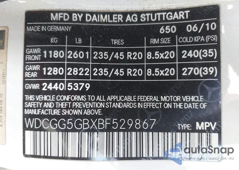 2011 Mercedes-Benz Glk 350 from USA, damaged, VIN WDCGG5GBXBF529867